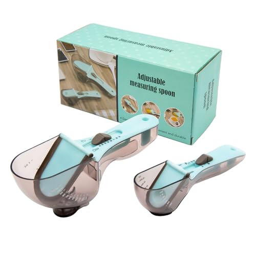 Kybelehoo 2 Stück Verstellbarer Messlöffel mit Skala,Multifunktionales Messschaufel Küchenwerkzeuge,Measuring Spoon with Scale für Trockene und Flüssige Zutaten von Kybelehoo