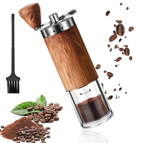 Kybelehoo Kaffeemühle Manuell Holz | Handmühle für Espresso/Filterkaffee mit Keramik-Kegelmahlwerk (Einstellbar) | Retro-Holzgehäuse & faltbarer Griff | Ideal für Barista, Camping & Haushalt‌ von Kybelehoo