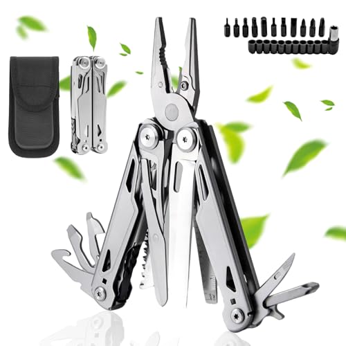 Kybelehoo Premium Multitool Werkzeug [27 in 1 Multitool Zange mit Bits] | Faltbar für Outdoor, Camping, Wandern | Inkl. Nylontasche & 11 Wechselaufsätzen (Geschenkidee für Abenteuer-Enthusiasten) von Kybelehoo