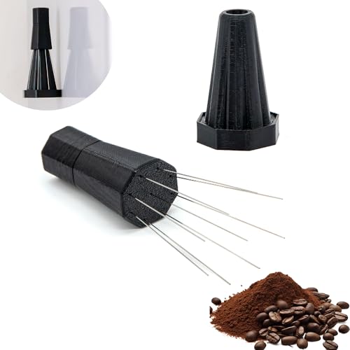Kybelehoo WDT Tool mit Magnetische Anziehung Ständer,Espresso Kaffeerührer für Barista,9 Nadeln Edelstahl Espresso Nadel Schwarz von Kybelehoo