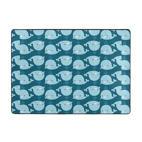 Cartoon-Wal-Hintergrunddruck, weicher Teppich, 203,2 x 147,3 cm, Flanell, rutschfest, für Herbst, Wohnzimmer, Büro, mit Memory-Schaum Cartoon-Wal-Hintergrunddruck, weicher Teppich, 203,2 x 147,3 cm, Flanell, rutschfest, für Herbst, Wohnzimmer, Büro, mit Memory-Schaum von Kycvds