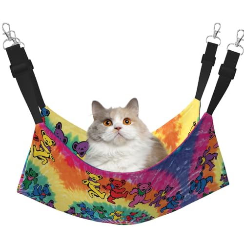 Kycvds Dancing Thanksgiving Bär Katze Hängematte Bett für Käfig, verstellbare Aufhängung, Schlafunterlage für kleine Haustiere von Kycvds