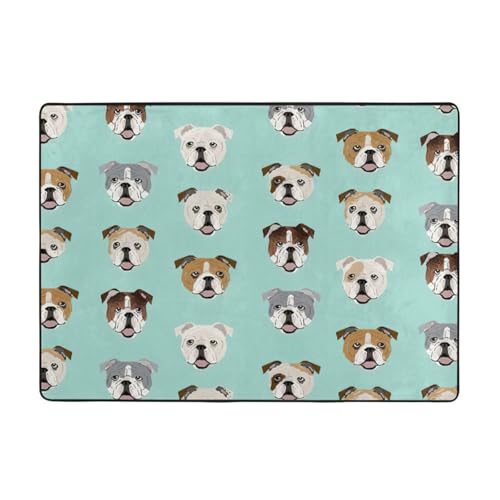 Lustiger weicher Teppich mit englischer Bulldogge, 203,2 x 147,3 cm, Flanell, rutschfest, für Herbst, Wohnzimmer, Büro, mit Memory-Schaum Lustiger weicher Teppich mit englischer Bulldogge, 203,2 x 147,3 cm, Flanell, rutschfest, für Herbst, Wohnzimmer, Büro, mit Memory-Schaum von Kycvds