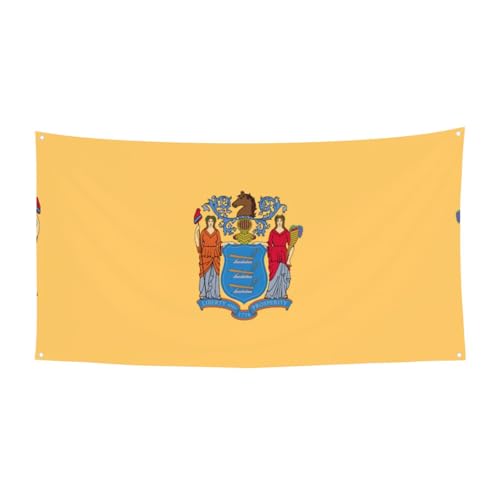 New Jersey Flagge Druck Outdoor Festival Banner Schild, geeignet für Halloween Party hängende Dekoration für drinnen und draußen von Kycvds