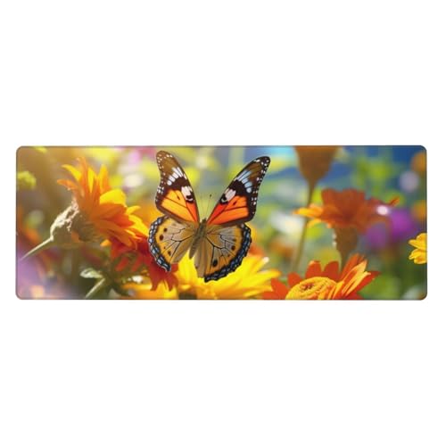Sun Butterflies Flowers Stitched Edges is Suitable for Keyboard Pads for Offices and Families Large Game Desktop Mouse Pad with Sun Butterflies Flowers Stitched Edges is Suitable for Keyboard Pads for Offices and Families Large Game Desktop Mouse Pad with von Kycvds