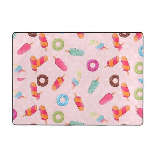 Weicher Teppich, Motiv: Eiscreme, 203,2 x 147,3 cm, Flanell, rutschfest, für Herbst, Wohnzimmer, Büro, mit Memory-Schaum Weicher Teppich, Motiv: Eiscreme, 203,2 x 147,3 cm, Flanell, rutschfest, für Herbst, Wohnzimmer, Büro, mit Memory-Schaum von Kycvds