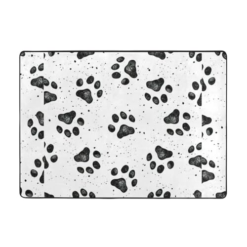 Weicher Teppich mit Hundepfotenmuster, 203,2 x 147,3 cm, Flanell, rutschfest, für Herbst, Wohnzimmer, Büro, mit Memory-Schaum Weicher Teppich mit Hundepfotenmuster, 203,2 x 147,3 cm, Flanell, rutschfest, für Herbst, Wohnzimmer, Büro, mit Memory-Schaum von Kycvds