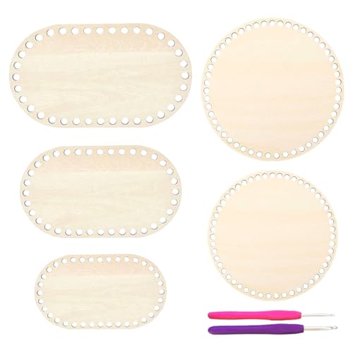 KyeeaDIY 5Pcs hölzernen Korb Boden, 5 Größen häkeln Korb Holz Basis ovalen Kreis Korb Machen liefert Korb Böden für Häkeln oder Stricken Weben Handwerke von KyeeaDIY