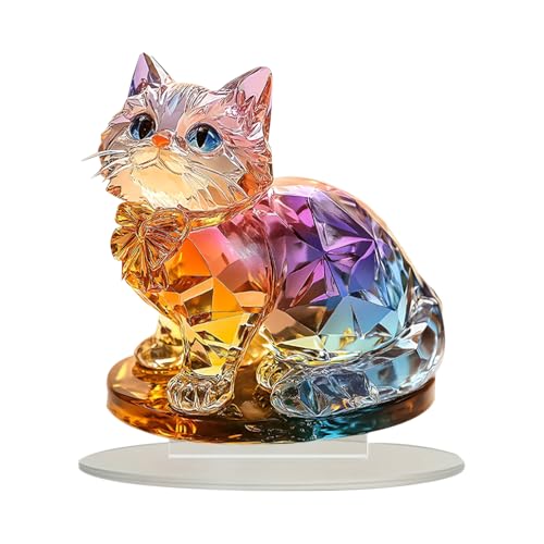 KyeeaDIY Acryl künstliche Katze, Mini Katze Ornamente Dekoration Exquisite Katzen Statuen Realistische Kätzchen Simulation Tier Statue Ornament Multi Scene für Wohnzimmer Schlafzimmer Büro von KyeeaDIY