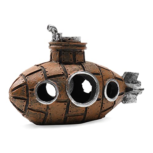 KyeeaDIY Aquarium Dekoration Thematische Ornamente U-Boot Fischbecken Harz Höhle Ornamente Betta Cichlid Aquarium Zubehör Landschaftsbau Rock Cave Deko Fish Shrimp Hiding von KyeeaDIY