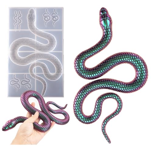 KyeeaDIY Große Silikonform Gießform Epoxidharz Formen, Simulation Schlange Silikonform Harz Rechteckig Schlangenform Snake Resin Mold für DIY Streichspielzeug, Bastelbedarf (1 Pcs) von KyeeaDIY