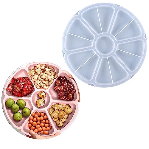 KyeeaDIY Große Tray Silikonform Gießform Epoxidharz Formen, Blumen Silikonform Harz Blumenform snackbox Tablett Runden Resin Mold für DIY Teetablett Obsttablett Kunsthandwerk (Obsttablettform) von KyeeaDIY