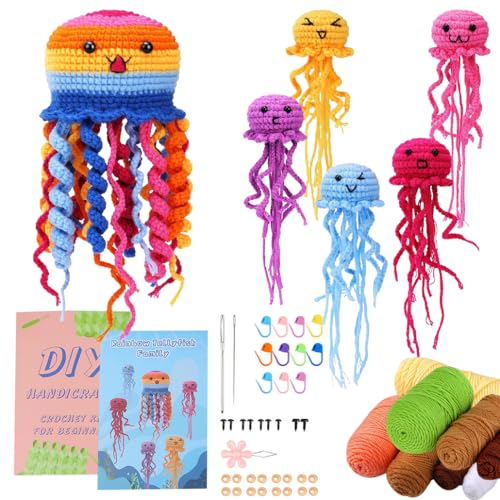 KyeeaDIY Häkel Set für Anfänger Starter,Häkelnadel Set Haarnadel Tier und Pflanze Stricken Kit Hakelnadelsets Anfänger mit Wolle und Strickzubehör (H) von KyeeaDIY