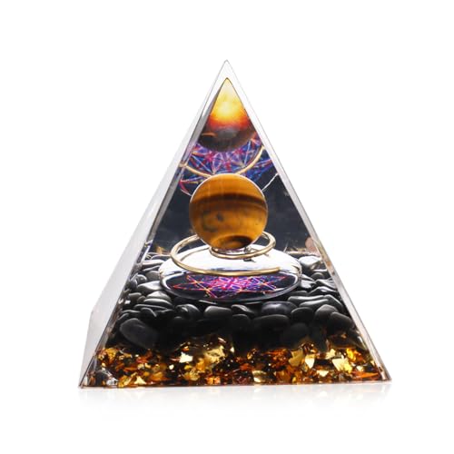 KyeeaDIY Heilkristalle Pyramide und Heilsteine Orgone Pyramide Positive Energie Amethyst Kristall Orgonit Heilsteine Pyramide für Resist Stress Desktop Ornamente Heimdekoration (Schwarz) von KyeeaDIY