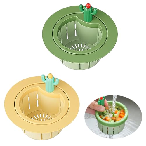 KyeeaDIY Kaktus Küchenspüle Kunststoff Kaktus Spülenfilter Spülbeckensieb Abflusssieb KaktusAbflusssieb Für Küchenspülen Spüle Filter Sieb (Grün und Gelb) von KyeeaDIY