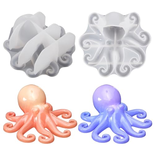 KyeeaDIY Oktopus Silikonform Epoxidharz Gießform Formen, Simulation 3D Oktopus Silikonformen Harz Meer Octopus Resin Molds Tier Silikon Form für DIY Ozean Biologie von KyeeaDIY