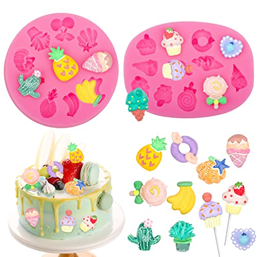 KyeeaDIY Silikon Fondant Formen 3D Kuchen Fondantformen Schokoladenform Fondant Molds Polymer-Ton-Formen silikonform backen für DIY Tortendeko Marzipan Gelee Muffin Süßigkeiten Sugarcraft (Rosa) von KyeeaDIY