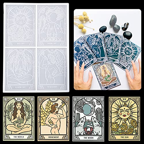 KyeeaDIY Tarot Silikonformen Epoxidharz Sternbild Kompass Harz Gießformen Tarotformen Casting Resin Molds DIY Epoxy Tarot Wahrsagerei Silikonform für Harzhandwerk rectangulaire (1 Pcs) von KyeeaDIY