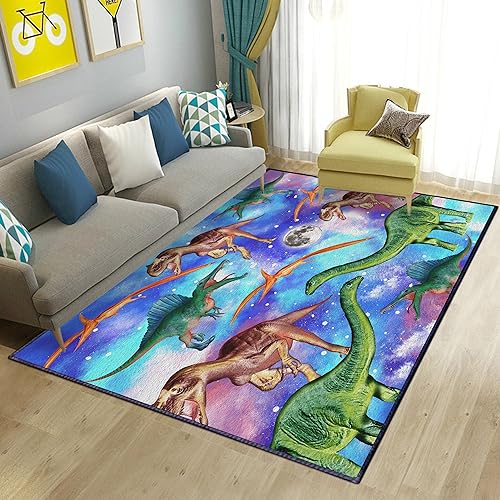 Kyhlten Kinder 3D Dinosaurier Teppich Spielteppich für Kinderzimmer Dekorative, Weich Flauschig Antirutsch Dino Kinderteppich für Junge Mädchen Teenager, Waschbar Bodenteppich Carpet 100x150 cm von Kyhlten