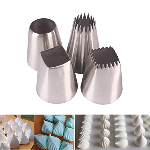 4 große Spitzen Set – Spritztüllen Set aus Edelstahl, Kuchen Einrichtungstipps für Cupcakes Rosen Torten Kuchen Dekoraktion Tortenspritze Garnierspritze von Kylewo