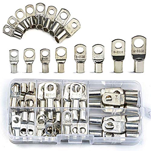 Kylewo 60 stücke Kabelschuhe Set Gabelkabelschuhe Crimp Unisolierter Terminals Set U Ring Kabelschuh Sortiment Kabel Wire Connector Crimp Spaten Set,Ringkabelschuh Kabelschuh Kabelverbinder von Kylewo
