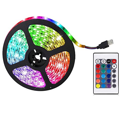 LED Strip 0,5M/2M/5M,SMD RGB LED Lichterketten LED Streifen mit 24 Tasten Fernbedienung 4 Modi dimmbar LED TV Hintergrundbeleuchtung, für Spiegel Deko Party Küche von Kylewo