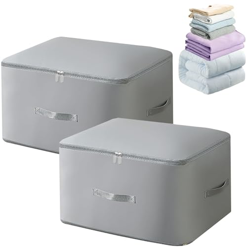 2x Ultra Platz sparender selbstkomprimierender Organizer, 2024 Neuest Komprimierender Beutel, Groß Selbstkomprimierende Bewegliche Organizertaschen for Bettdecken Kleidung Decken (Grau, L:52*42*30) von Kyllog