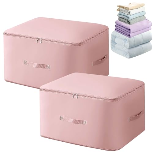 2x Ultra Platz sparender selbstkomprimierender Organizer, 2024 Neuest Komprimierender Beutel, Groß Selbstkomprimierende Bewegliche Organizertaschen for Bettdecken Kleidung Decken (Rosa, L:52*42*30) von Kyllog