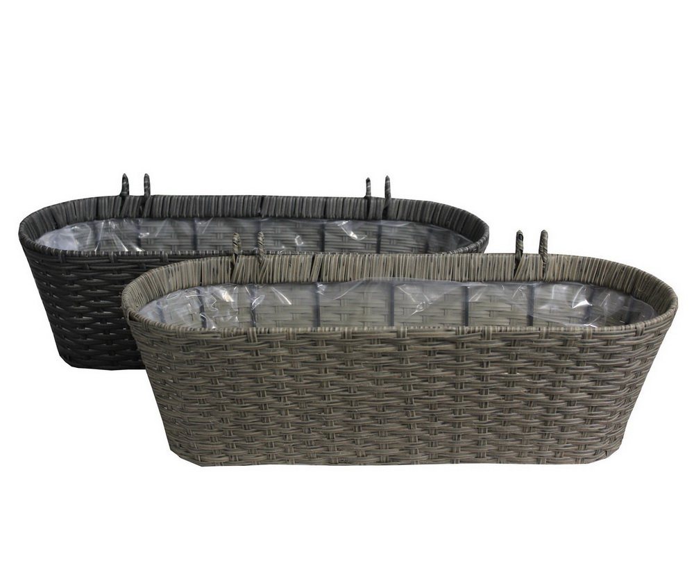 Kynast Garden Blumenkasten Blumenbehälter Pflanzkübel Rattan mit Halterung (1 St., Größe (B xT x H): 50 x 19 x 15 cm (mit Gestell), zum Aufhängen, mit Halterung von Kynast Garden