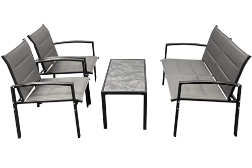 Kynast Garten Lounge Garnitur Metall 4-teilig schwarz grau Textilbezug von Kynast