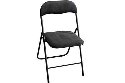 Kynast Metall Klappstuhl mit Samtbezug schwarz gepolstert Beistellstuhl Camping von Kynast Garden
