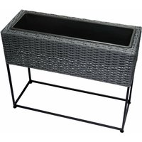 Pflanzkasten Poly Rattan 65 x 24 x 52 cm grau mit Einsatz - Grau von KYNAST EXKLUSIV