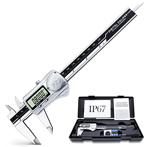 Kynup IP67 Wasserdichter Messschieber Digital, 150mm Schieblehre mit Absoluten Origin, Schieblehre Digital Edelstahl, MM/Inch-Umrechnen, Extrem Hohe Precision Electronic Caliper für Industrie, 150mm von Kynup