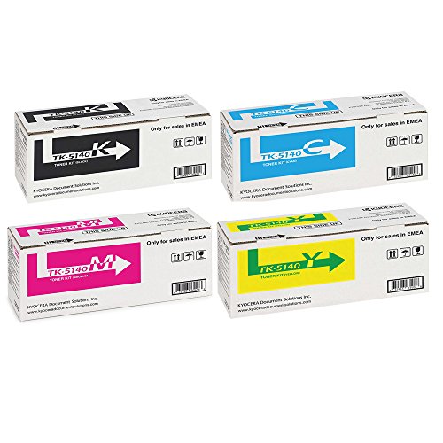 4x Original Kyocera Toner TK5140 TK 5140 für Kyocera Ecosys M 6530 CDN - BK, Cy, Ma, Ye - Leistung: BK ca. 7000 / Farben ca. 5000 Seiten/5% - von Kyocera