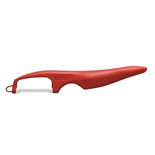 Kyocera Sparschäler mit doppelseitiger Keramik Klinge | Rot | 4 cm | extra scharfer Schäler | sauberes Schälen von Gemüse und Obst | spülmaschinenfest | Mehrzweck Gemüseschneider von Kyocera
