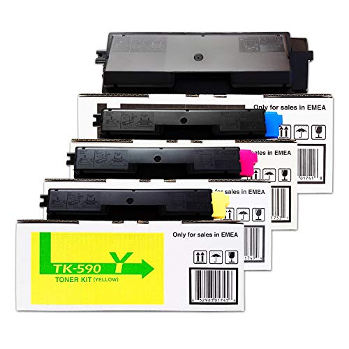 Kyocera/Mita FS-C 5250 DN (TK-590 K / 1T02KV0NL0 / TK-590 C 1T02KVCNL0 / TK-590 M / 1T02KVBNL0 / TK-590 Y / 1T02KVANL0) / - original Toner Set/schwarz 7.000 Seiten/cyan magenta gelb je 5.000 Seiten von Kyocera