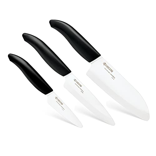 Kyocera FK-3PC BK GEN 3er Set Keramikmesser Messer Geschenkset, Kunststoff Keramik, Schwarz/Weiß von KYOCERA Kitchen Products