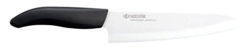 KYOCERA - GEN Series -Kochmesser mit Hochleistungs-Keramikklinge | extrem scharf | ultraleicht | hohe Bruchfestigkeit | handgeschliffen. Klingenlänge: 18 cm, Schwarz von Kyocera