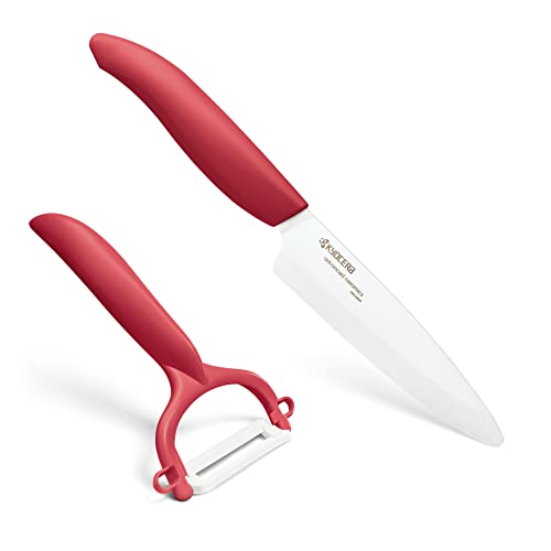 Kyocera GEN Colour Starterset, Obst-/Gemüsemesser (Klinge 11 cm) mit Schäler, roter Griff von Kyocera