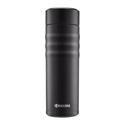 Kyocera TWIST TOP - isolierte Trinkflasche mit keramischer Innenbeschichtung | schadstoff-frei | auslaufsicher | leicht | stylisch | schwarz, 500 ml von KYOCERA