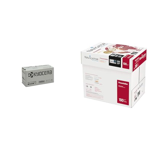 Kyocera TK-5240K Toner Schwarz, Original Tonerkartusche 1T02R70NL0 & Igepa Navigator Presentation Kopierpapier A4 100g weiß sehr hohe Weiße, 5x500 Blatt (2500 Blatt) von Kyocera