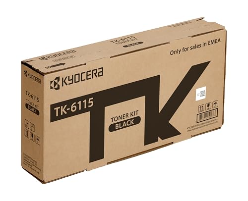 Kyocera TK-6115 Drucker Toner Schwarz. Original Tonerkartusche 1T02TVBNL0. Toner Drucker Multifunktionsgerät kompatibel für M4125idn, M4125idn, M4132idn und M4132idn. Für bis zu 15000 Seiten von Kyocera
