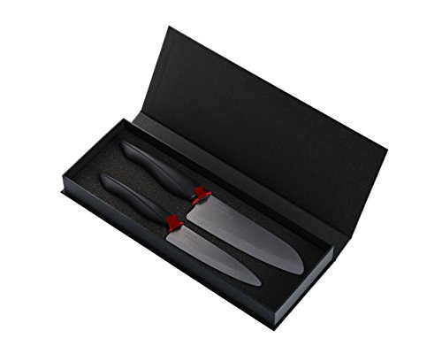 Kyocera ZK-2PC-BK SHIN Keramikmesser ZK-110BK-BK und ZK-160BK-BK Messer Geschenkset, Kunststoff Keramik, schwarz, 23,9 x 2 x 2,8 cm von Kyocera