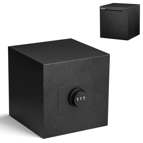 Kypeeka Spardose für Erwachsene, wiederverwendbares Edelstahl-Passwort Spardose aus Metall mit Kombinationsschloss zum Geldsparen (Schwarz, 15 cm) von Kypeeka