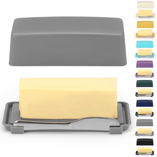 Butterdose Mit Deckel Für Arbeitsplatte, Kyraton Butterdose Mit Edelstahl-Mehrzweck-Buttermesser, Butterbehälter, Küchengeschenk Für Ehefrau, Mutter von Kyraton