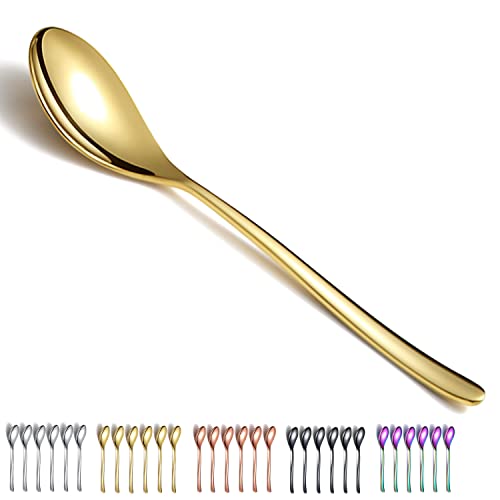 Goldene Esslöffel, 6 Stück, Kyraton 20,3 cm, Edelstahl, titanbeschichteter Gold-Esslöffel, Suppenlöffel, Besteck-Set, robust, leicht zu reinigen, Dessertlöffel, spülmaschinenfest von Kyraton