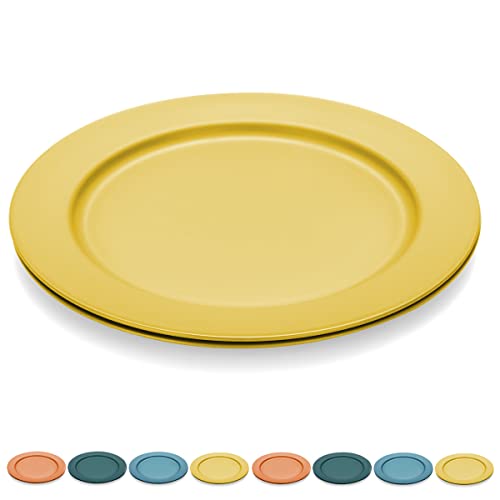 Kyraton 10 Inch Large Plastic Plates 8 Pieces, Dishwasher Safe, Unbreakable And Reusable Light Weight Dinner Plates Microwave Safe(Gold Yellow) von Kyraton