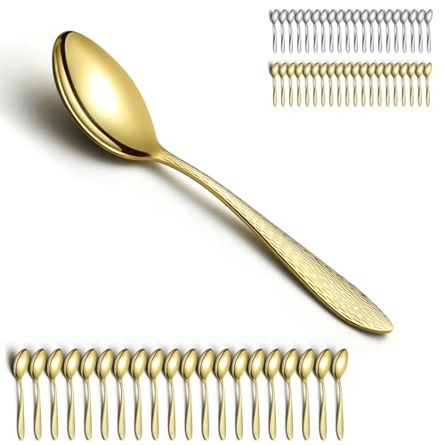 Kyraton Gold Suppenlöffel 24 Stück, 20.3cm Tafellöffel aus Edelstahl, Küchenlöffel-Set, Menülöffel passend für jedes Abendessen, Familien, Café. Spülmaschinenfest Kyraton Gold Suppenlöffel 24 Stück, 20.3cm Tafellöffel aus Edelstahl, Küchenlöffel-Set, Menülöffel passend für jedes Abendessen, Familien, Café. Spülmaschinenfest von Kyraton