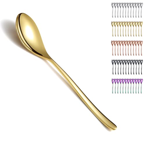 Kyraton Gold Suppenlöffel 12 Stück, 20.3cm Tafellöffel aus Edelstahl, Küchenlöffel-Set, Menülöffel passend für jedes Abendessen, Familien, Café. Spülmaschinenfest von Kyraton