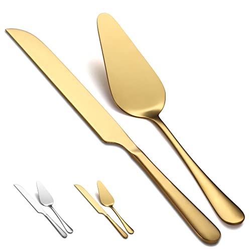 Kyraton Gold Hochzeits tortenmesser und Server Set, Edelstahl Titan-Vergoldung Kuchenheber & Tortenheber für die Hochzeit beinhalten Tortenausstecher und Tortenheber von Kyraton